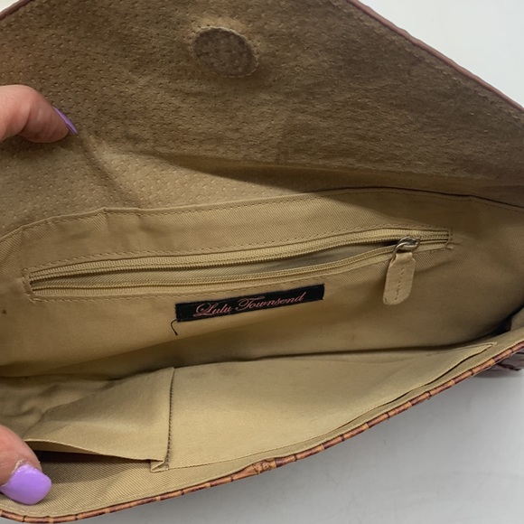 Lulu Townsend Brown Leather Woven Clutch Handbag MCB3642 - Picture 3 of 8